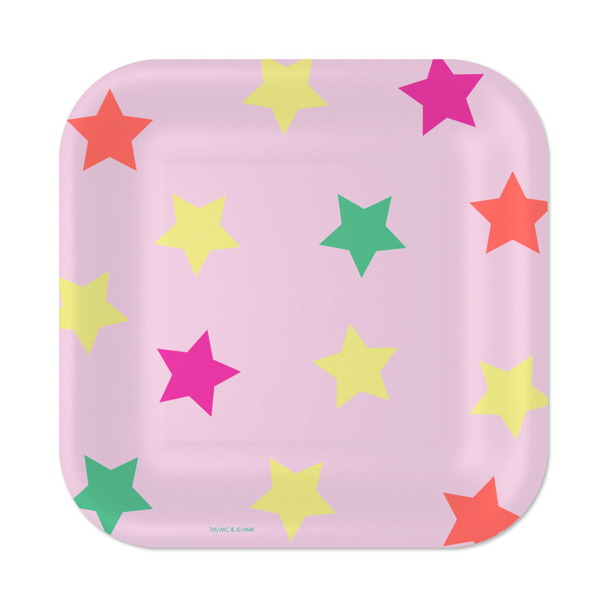 【6/10発売】Colorful Stars on Pink Square Dessert Plates, Set of 8【ペーパープレー