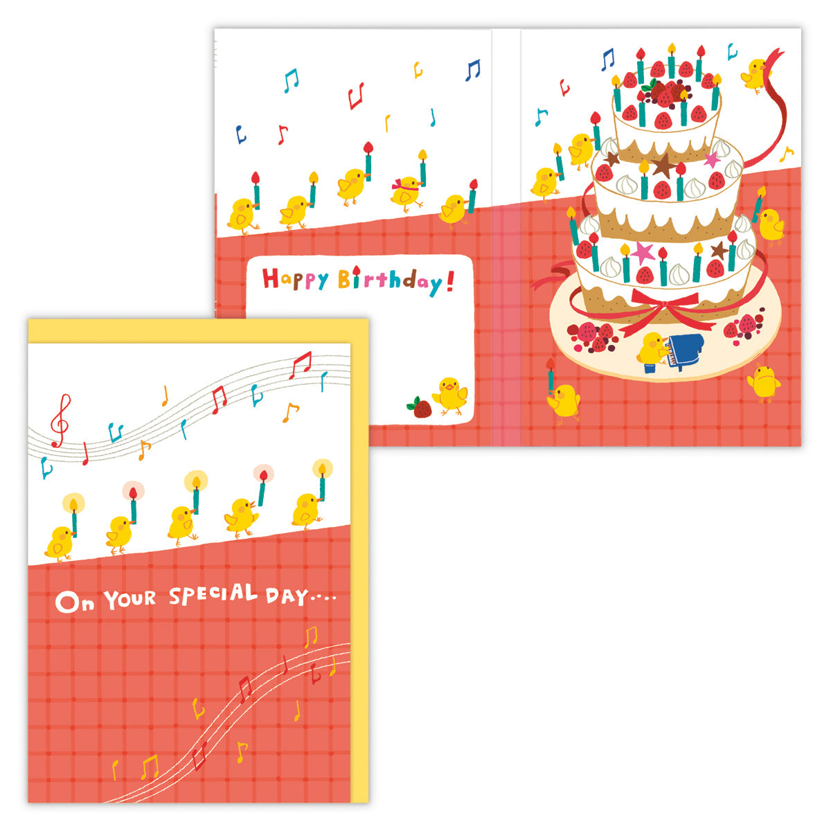 ロウソク運ぶひよこ【誕生お祝い/オルゴールカード】日本ホールマークのバースデーカード公式通販