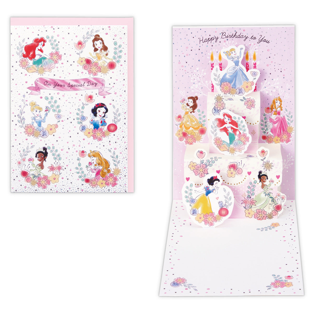 ディズニー プリンセス キラキラケーキ【誕生お祝い/立体カード】日本ホールマークのバースデーカード公式通販