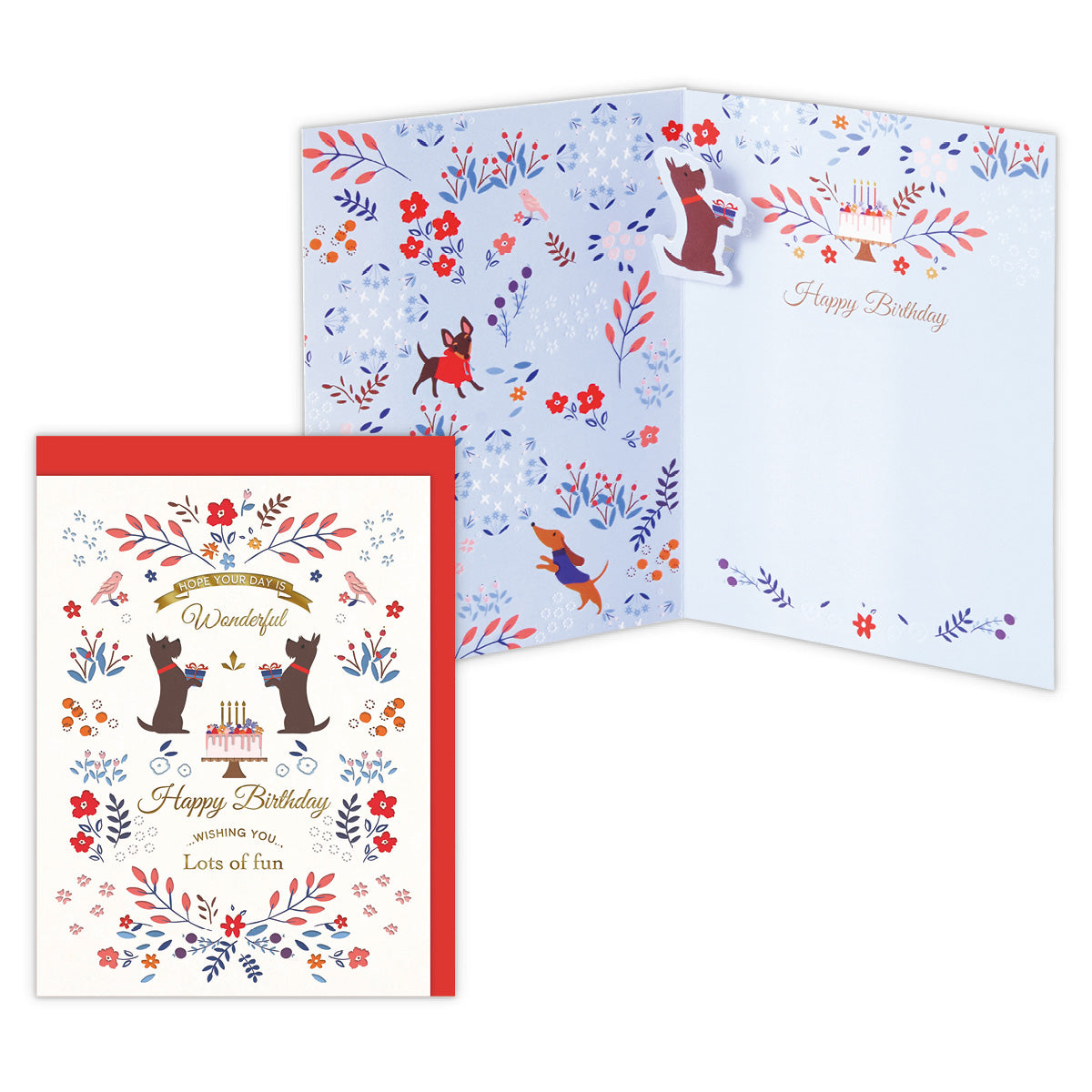 デボス 犬と花【誕生お祝い/立体カード】日本ホールマークのバースデーカード公式通販