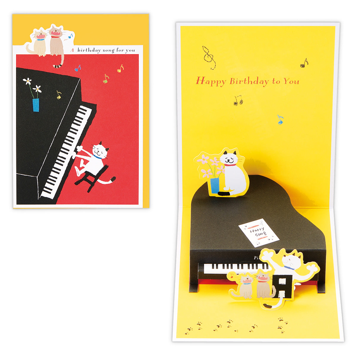 ピアノネコⅡ【誕生お祝い/立体カード】日本ホールマークのバースデーカード公式通販