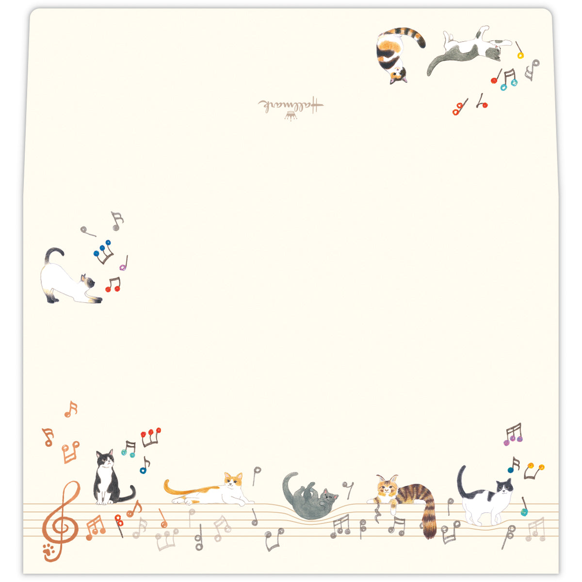 音符で遊ぶ猫【レターパッド用封筒/コンフォート&ピース】日本ホールマークの便箋・レター公式通販
