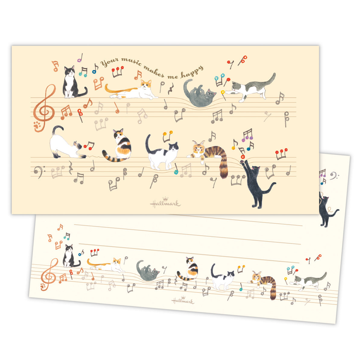音符で遊ぶ猫【一筆箋/コンフォート&ピース】日本ホールマークの便箋・レター公式通販