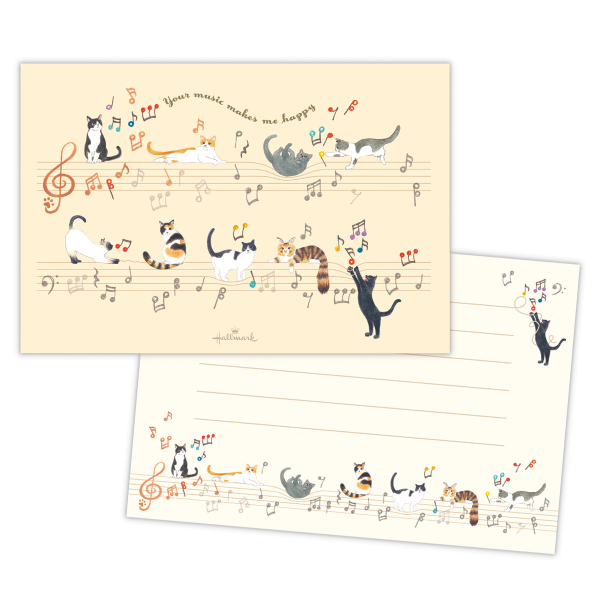 音符で遊ぶ猫【ハガキ箋/コンフォート&ピース】日本ホールマークのポストカード公式通販