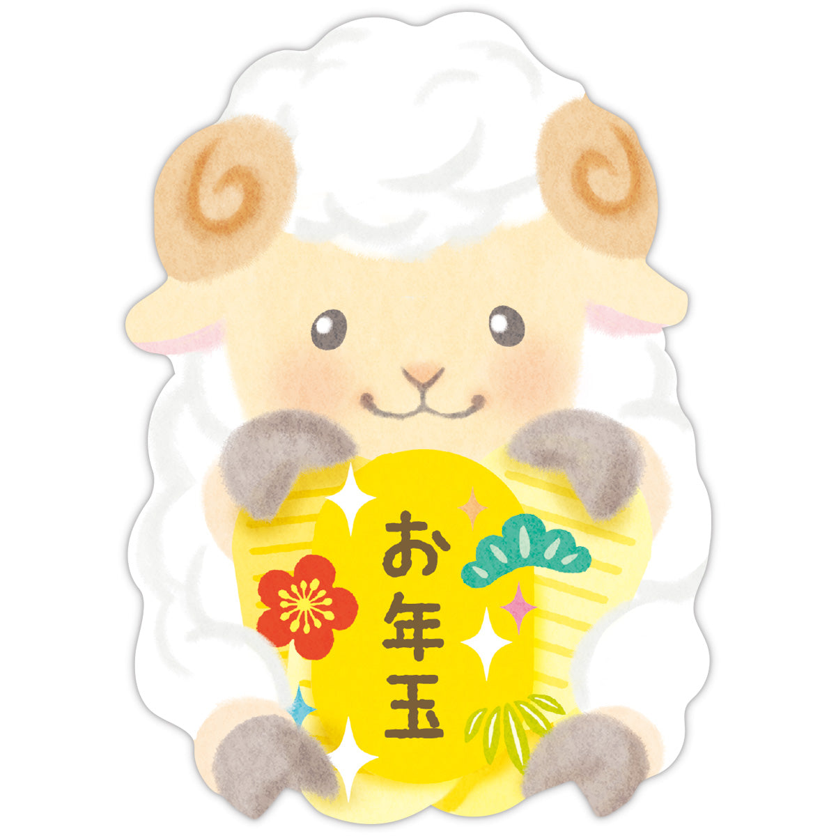 ダイカット 小判ひつじ【年賀ポチ袋・お年玉袋|1柄3枚入り】