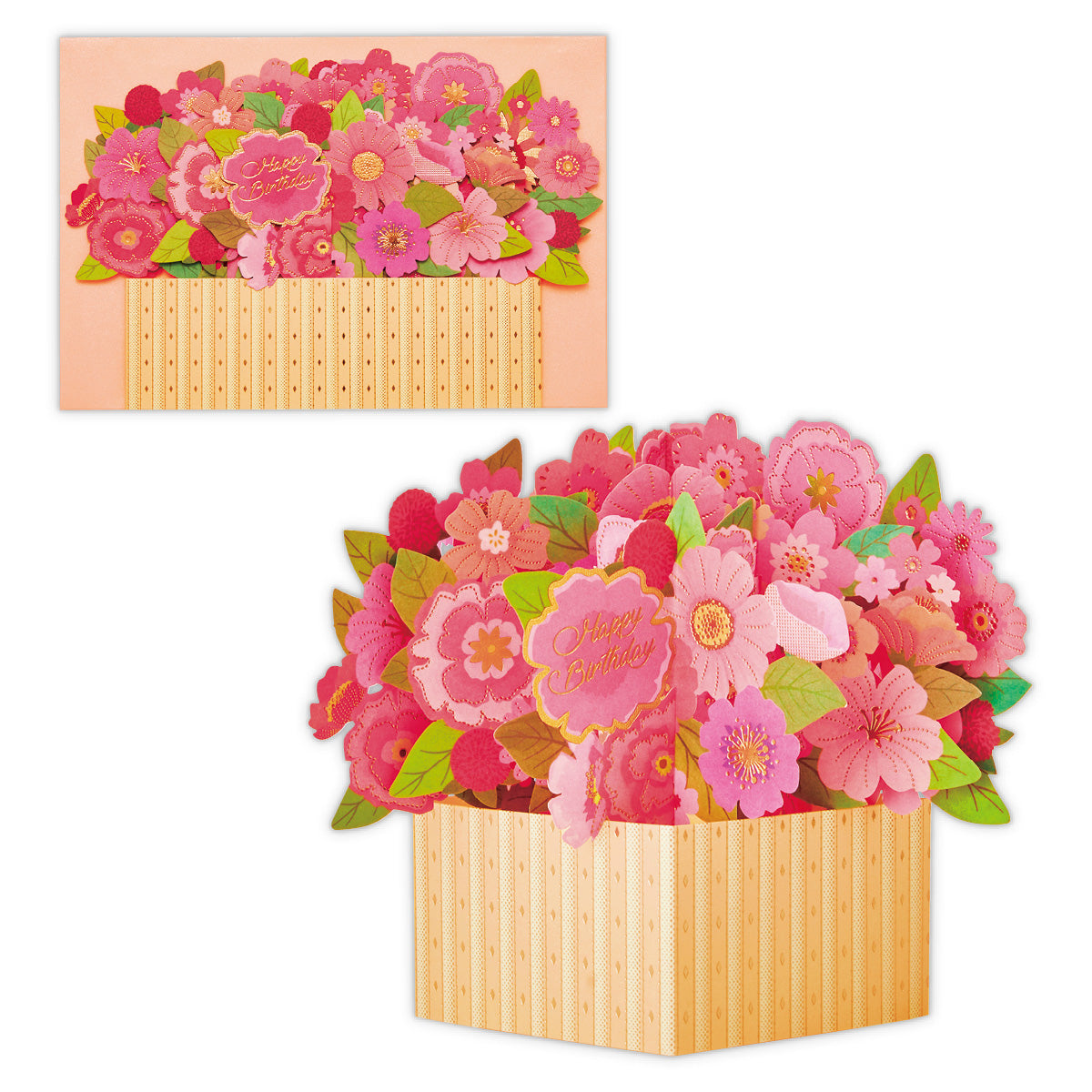 WMボックスピンクフラワー【誕生お祝い/立体カード】