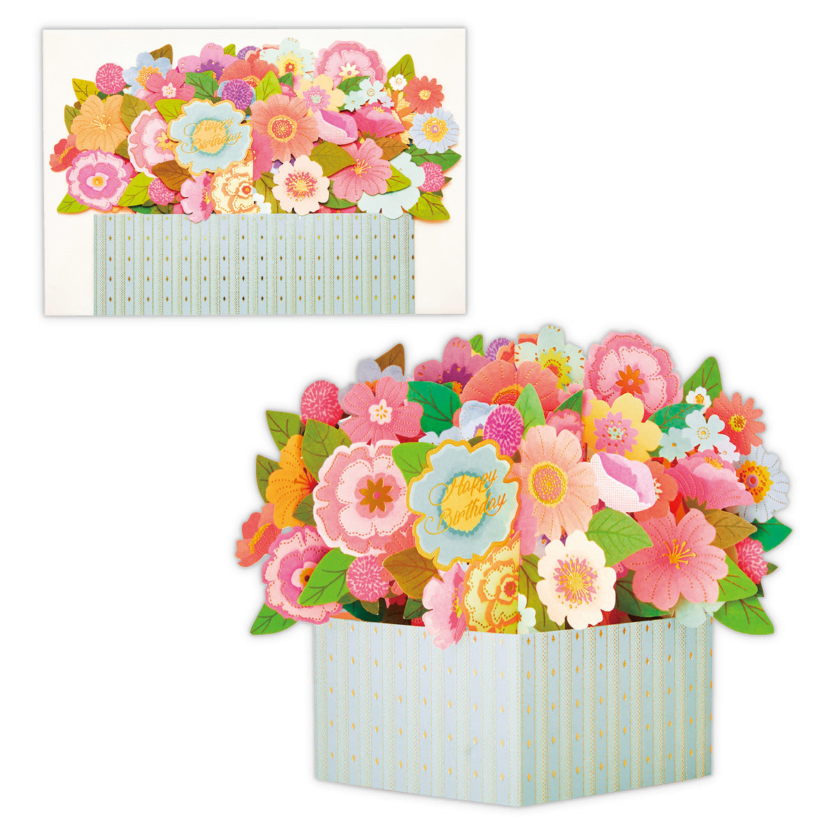 WMボックスブルーフラワー【誕生お祝い/立体カード】