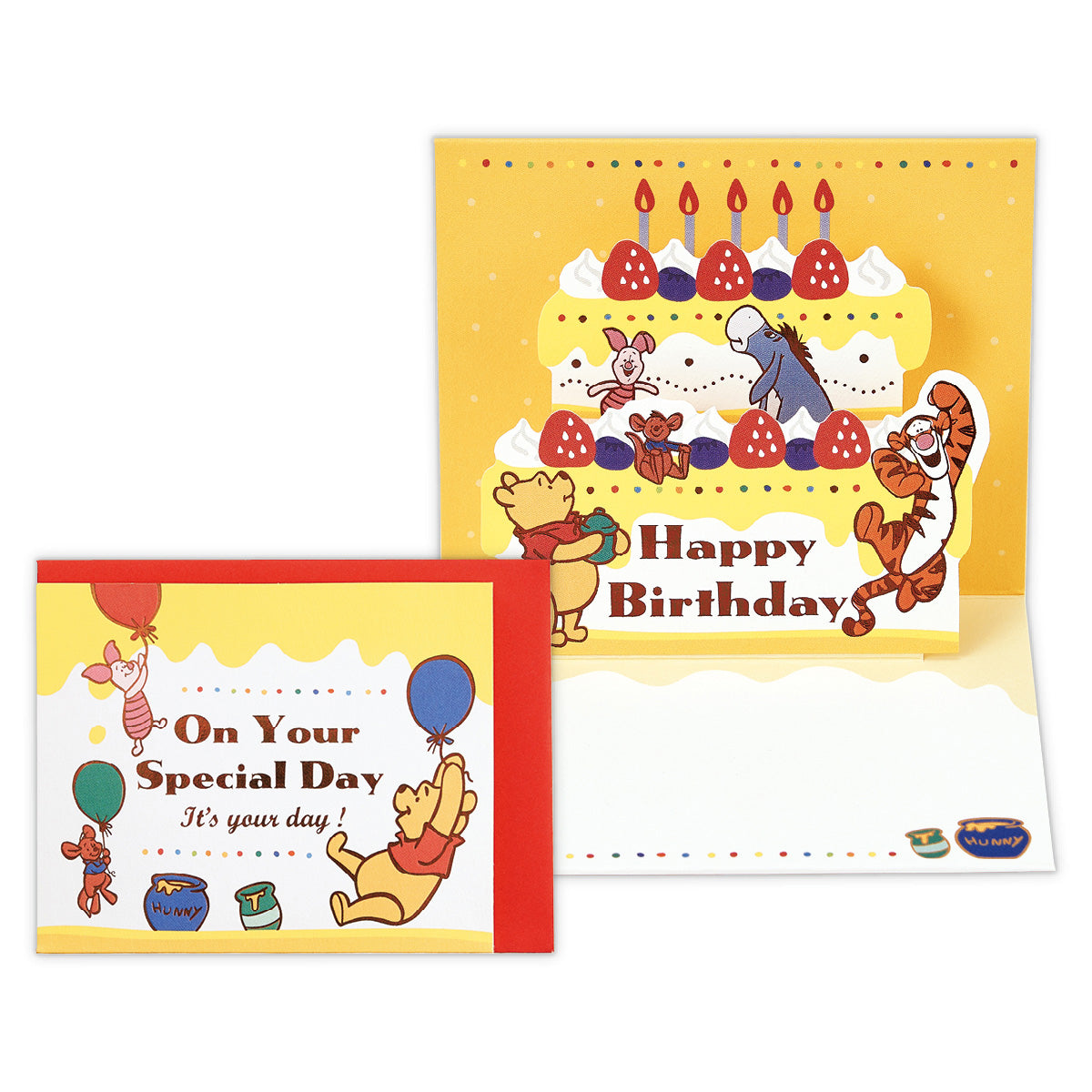 ディズニー プー/バースデーケーキ【誕生お祝い/立体ミニカード】