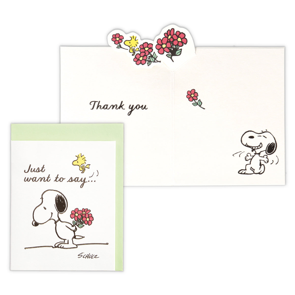 スヌーピー 花束をもって【ありがとう/立体ミニカード】