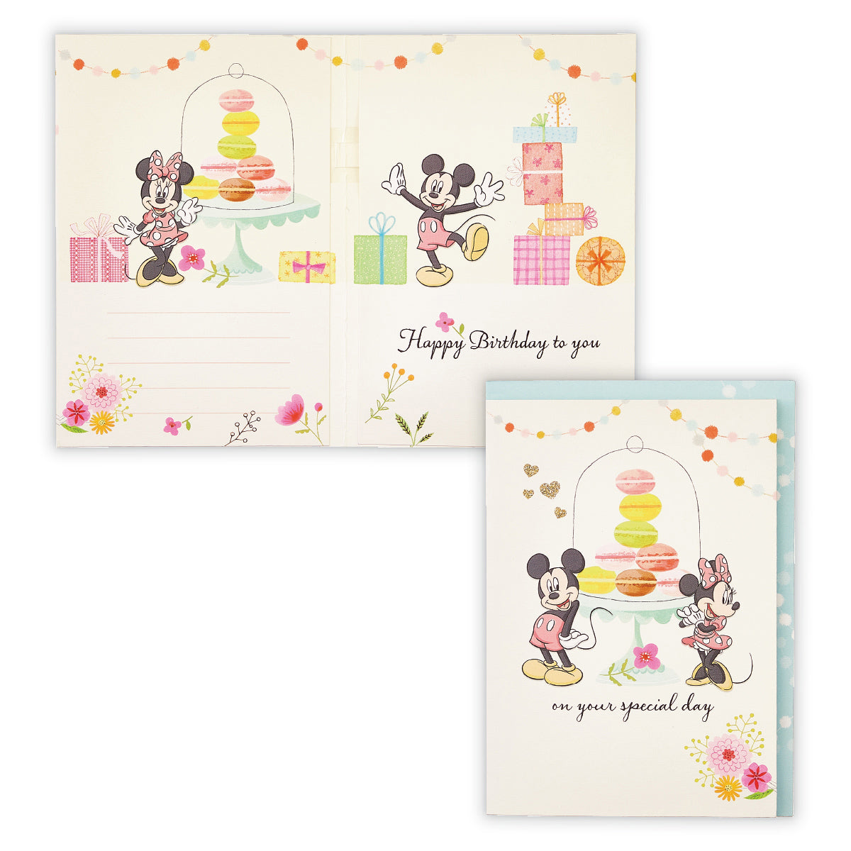 ディズニー ミッキー&ミニー マカロンタワーII【誕生お祝い/オルゴールカード】