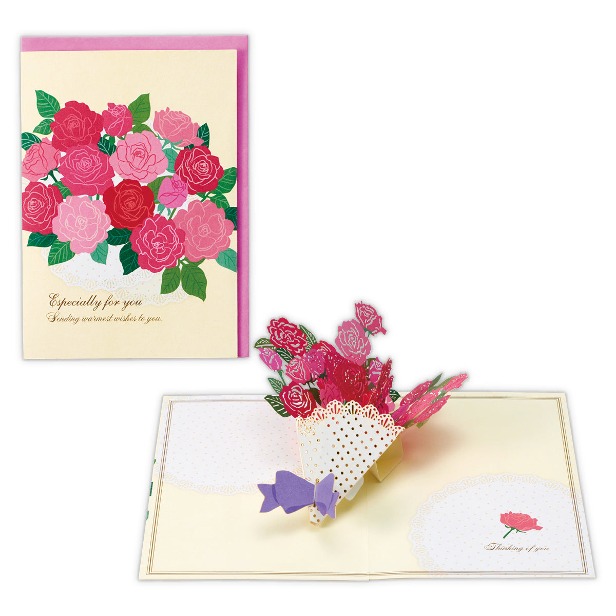 バラII【多目的/立体カード/Graceful Laser Popup Card】