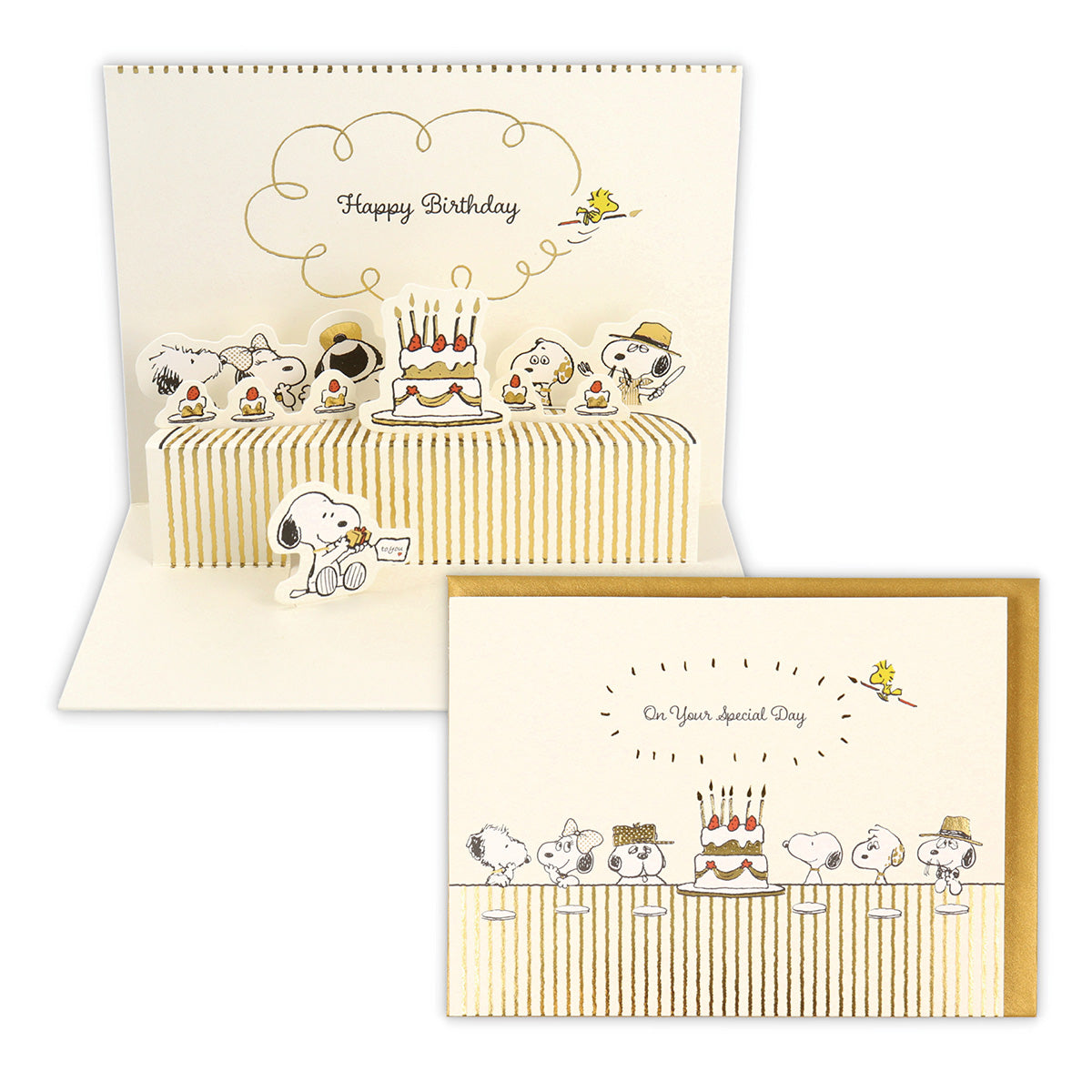スヌーピー きょうだいとディナーII【誕生お祝い/立体カード】