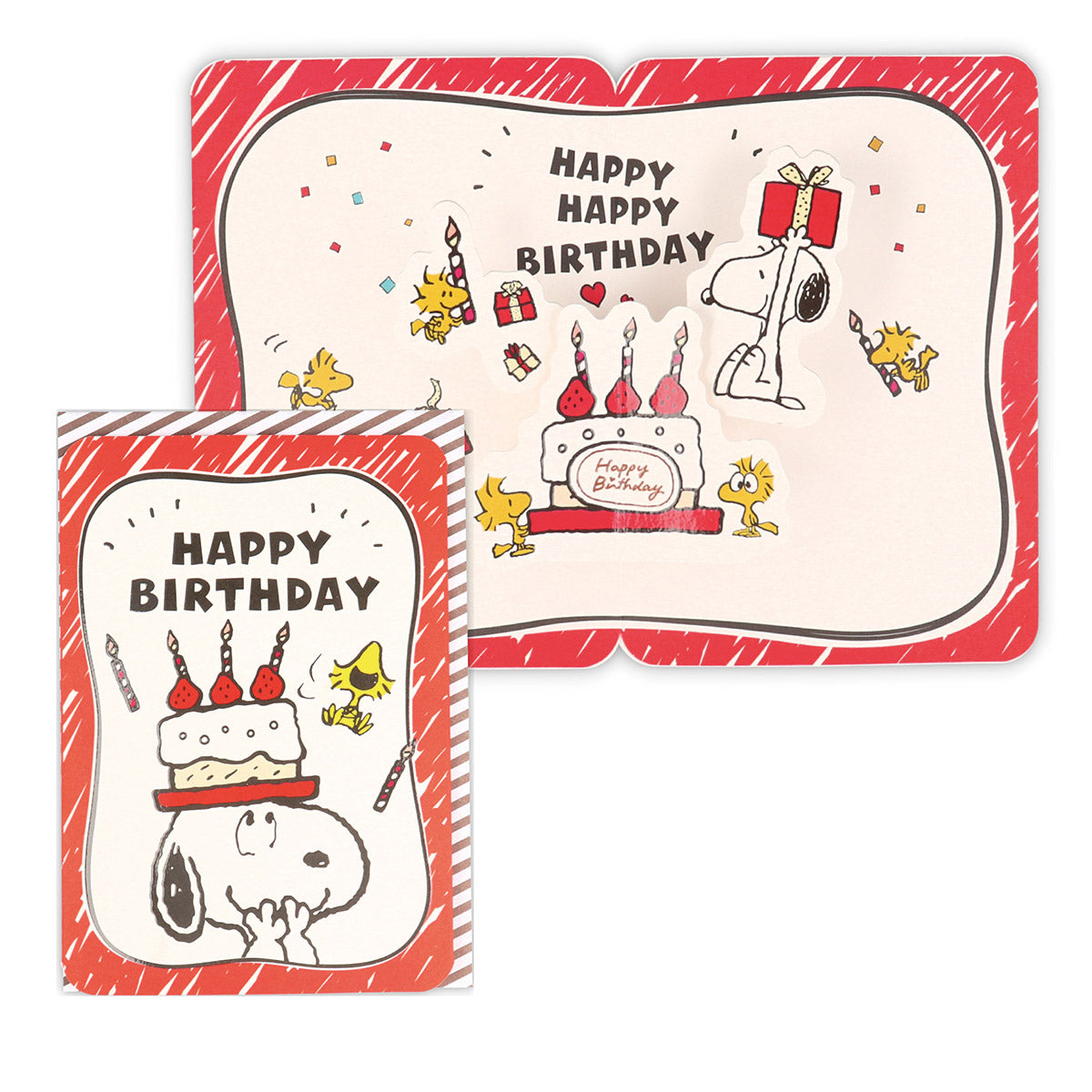 スヌーピー 大きないちごケーキII【誕生お祝い/立体カード】