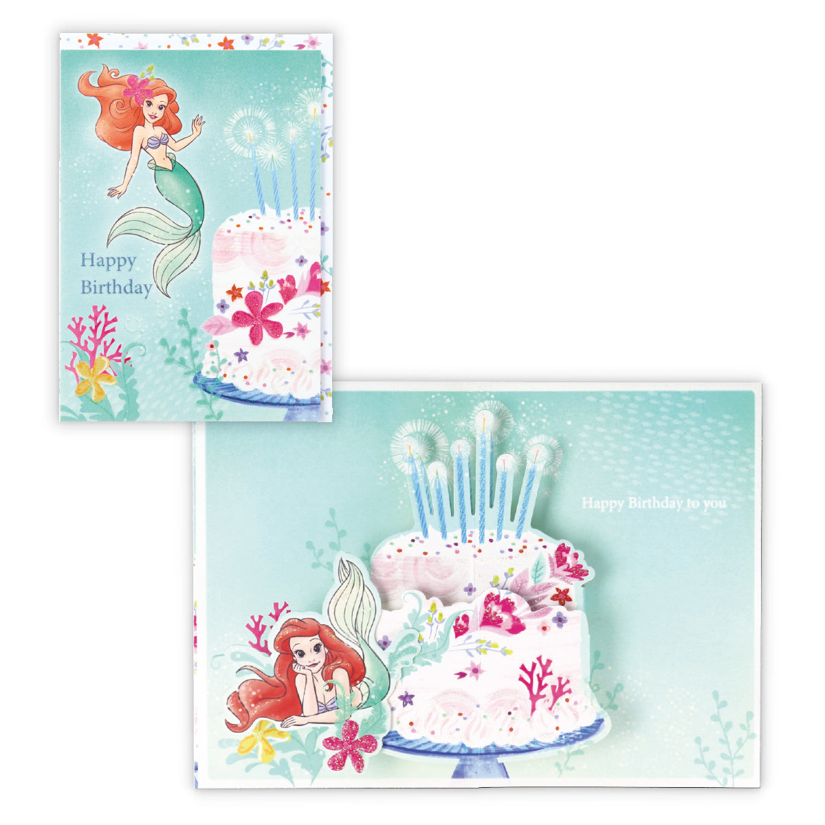 ディズニー アリエル フラワーケーキII【誕生お祝い/立体カード】