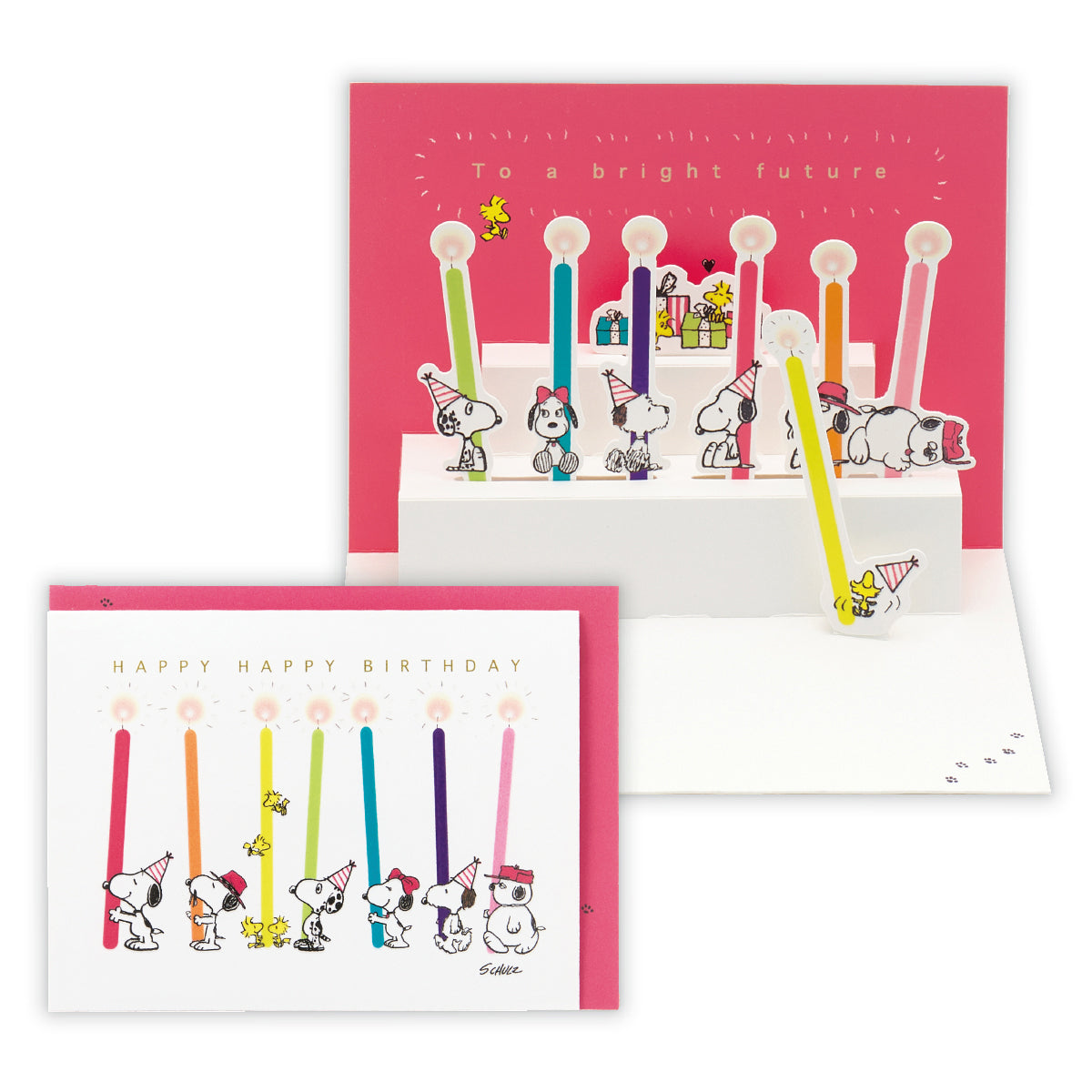 スヌーピー きょうだいとレインボーキャンドルII【誕生お祝い/立体カード】