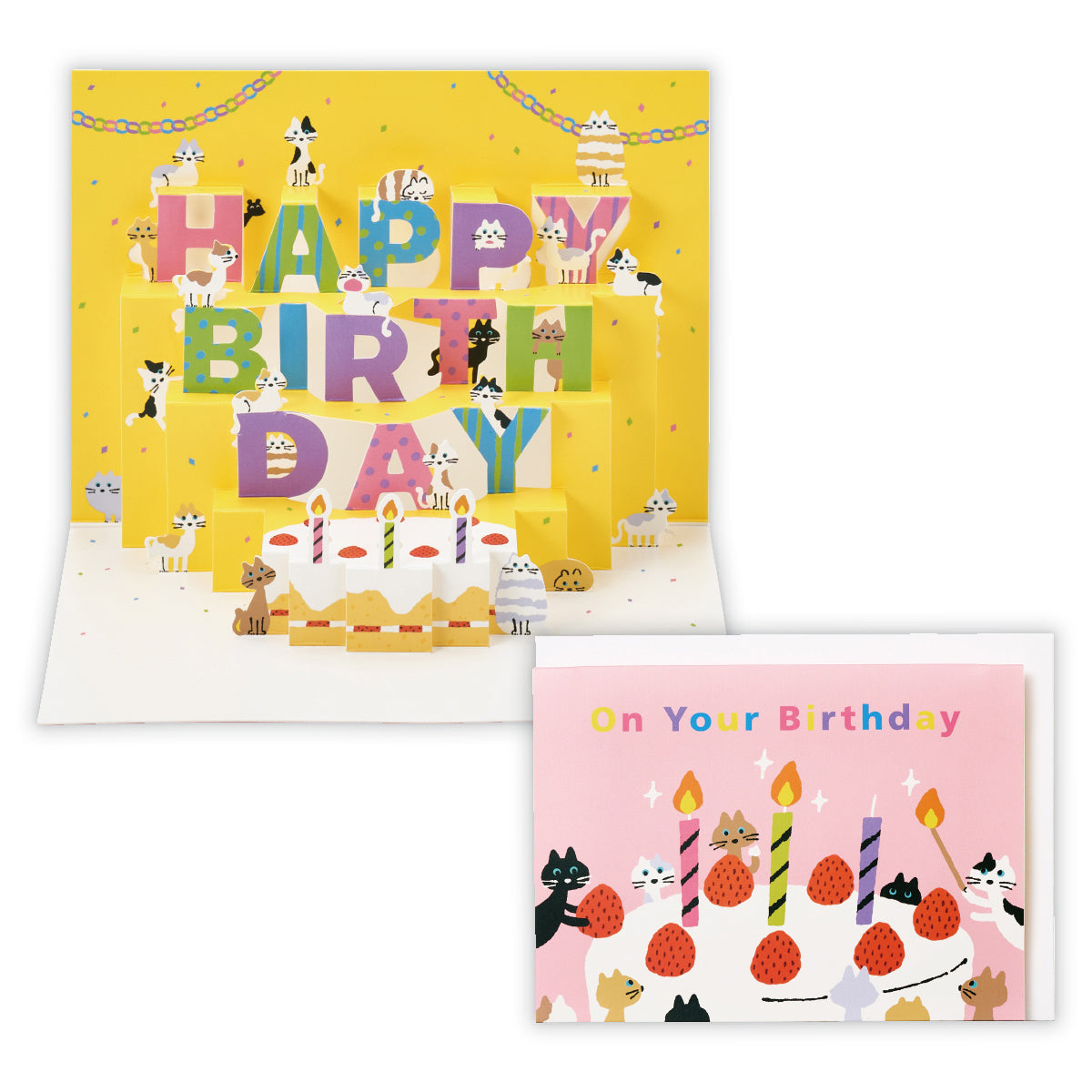 ネコピンクII【誕生お祝い/立体カード】