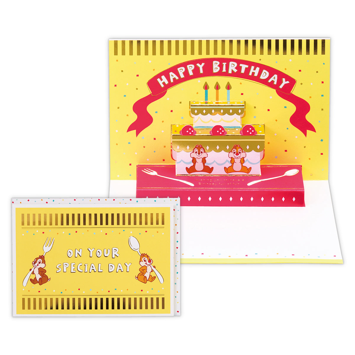 ディズニー チップ&デール/イエローII【誕生お祝い/立体カード】