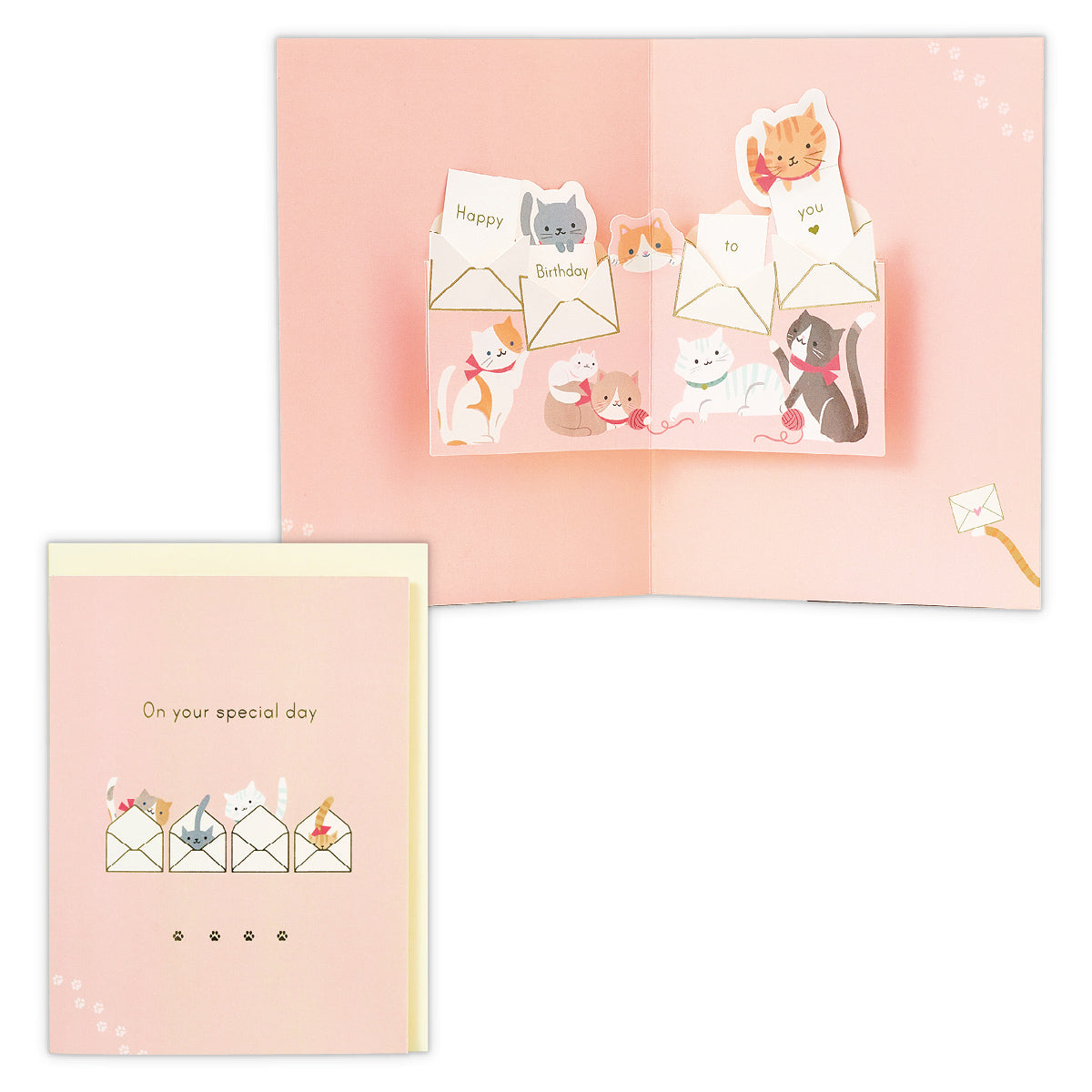 手紙とねこII【誕生お祝い/立体カード/メッセージフロムスモールアニマルズ】
