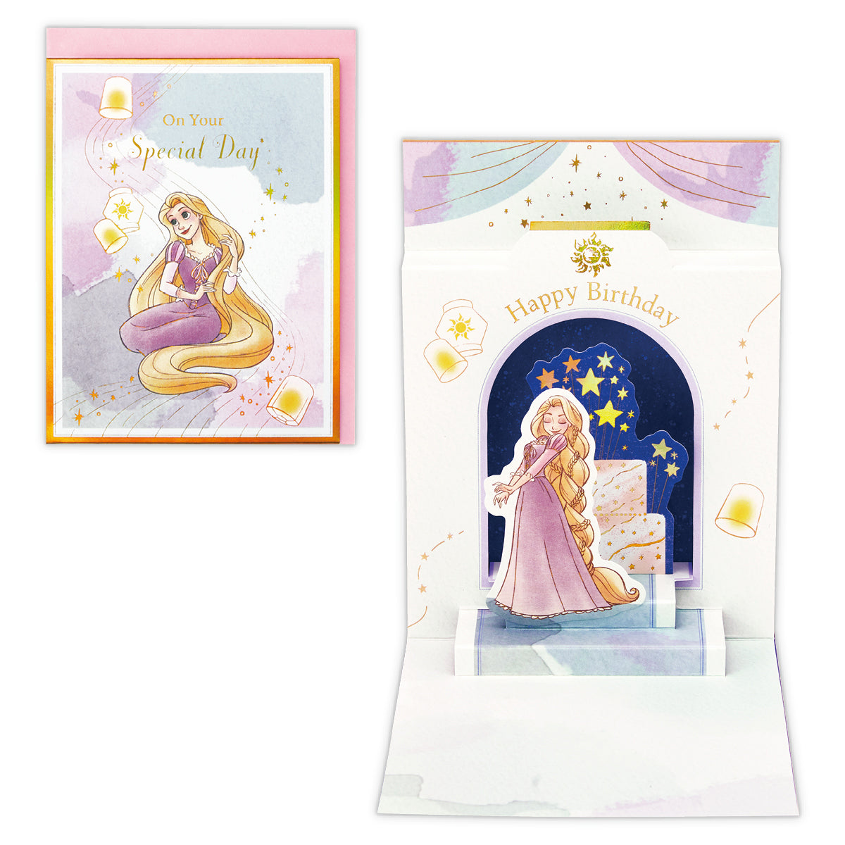 ディズニー ラプンツェル/箔ランタン【誕生お祝い/立体カード】