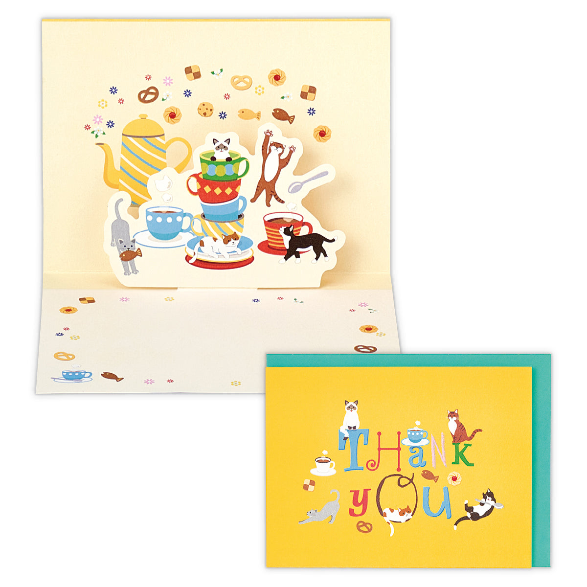 猫【ありがとう/立体カード/ハッピーレタリング】