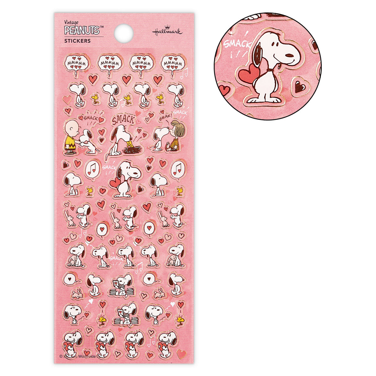 スヌーピー たくさんのハート【フチドリシール】