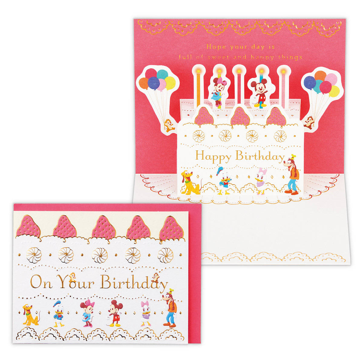 ディズニー ミッキー&フレンズ イチゴケーキ【誕生お祝い/立体カード】