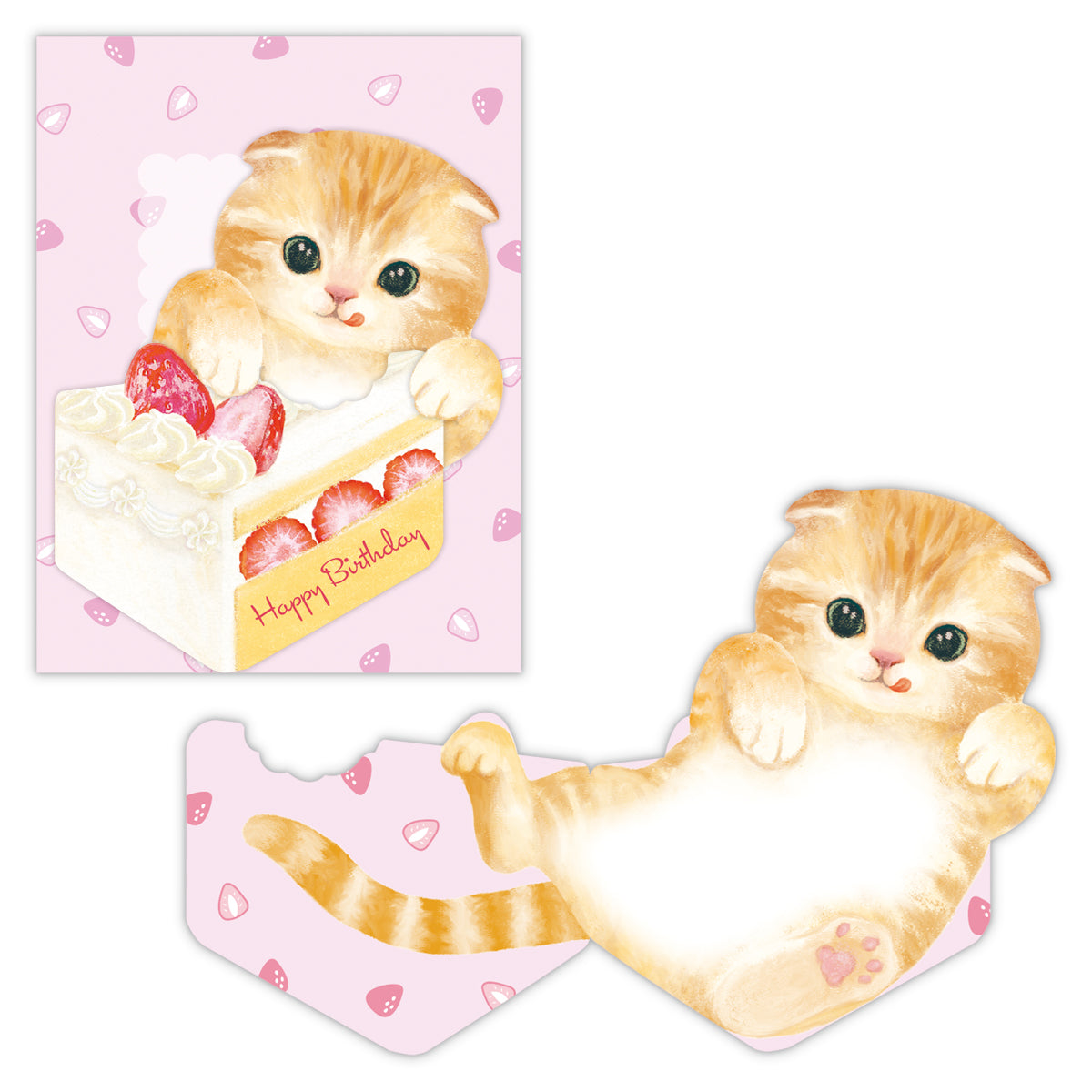 スコティッシュフォールド【誕生お祝い/ミニカード/食いしん坊猫】