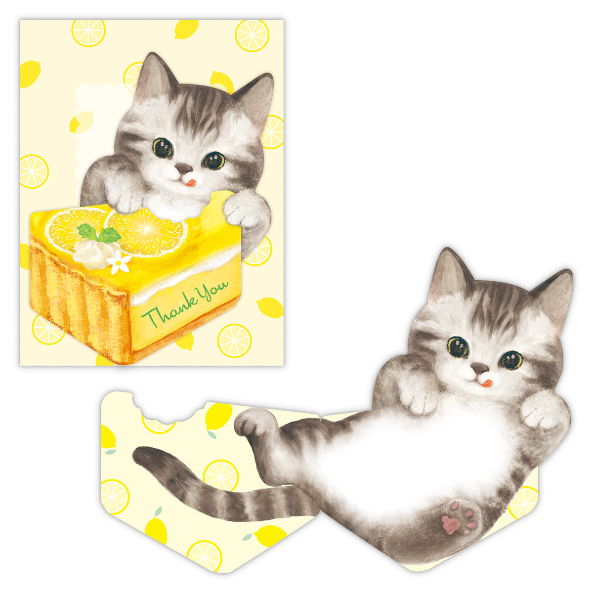 アメリカンショートヘア【ありがとう/ミニカード/食いしん坊猫】