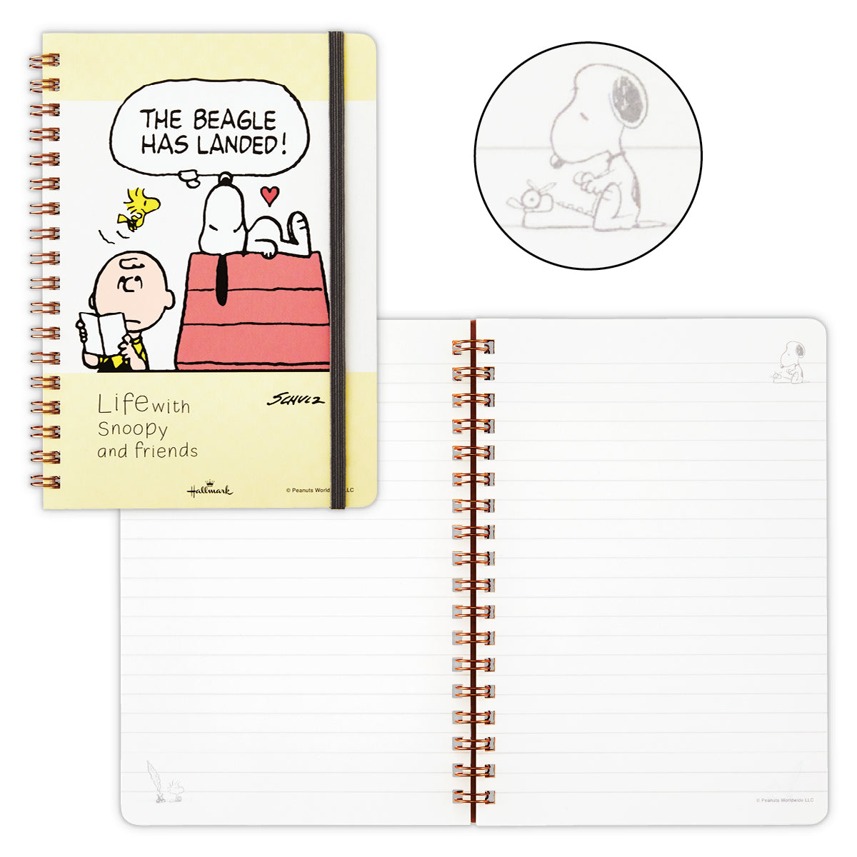 スヌーピー イエロー 飼い主チャーリーと仲良しウッドストック【リングノート/Life with Snoopy and Friends】