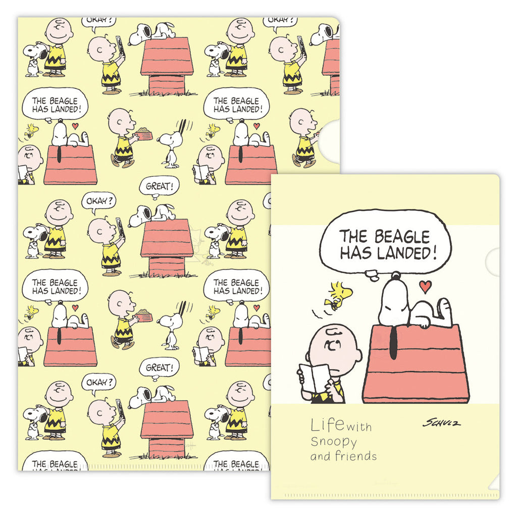 スヌーピー イエロー 飼い主チャーリーと仲良しウッドストック【クリアフォルダ／Life with Snoopy and Friends】
