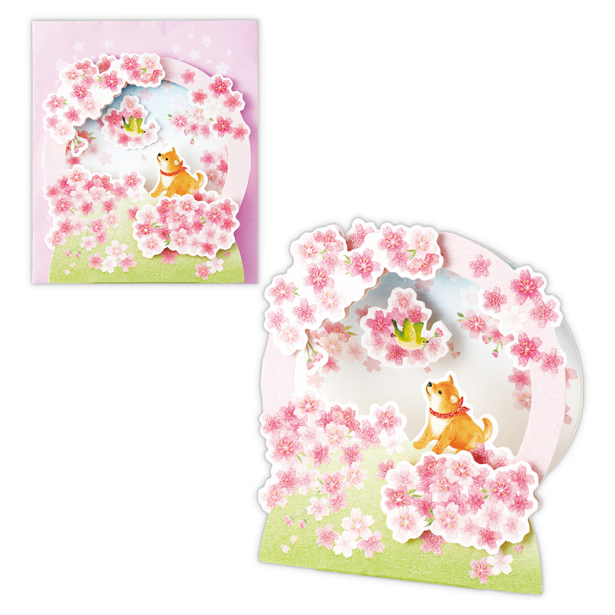 桜リース【多目的/春柄立体グリーティングカード】