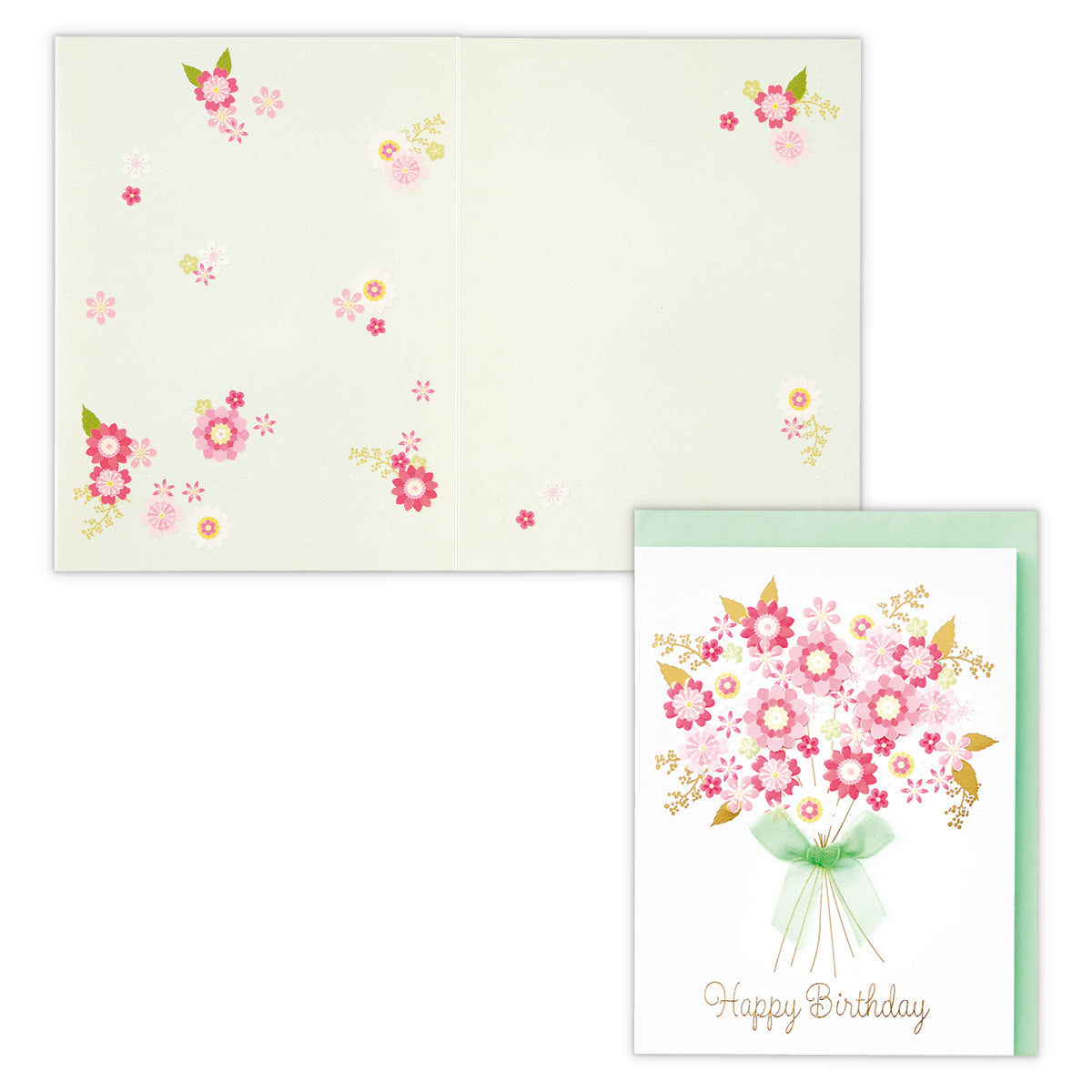 ピンクフラワー シフォンリボンブーケ【誕生お祝い】