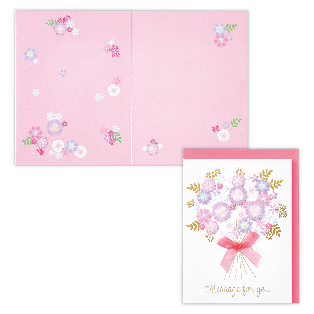 パープルフラワー シフォンリボンブーケ【多目的】