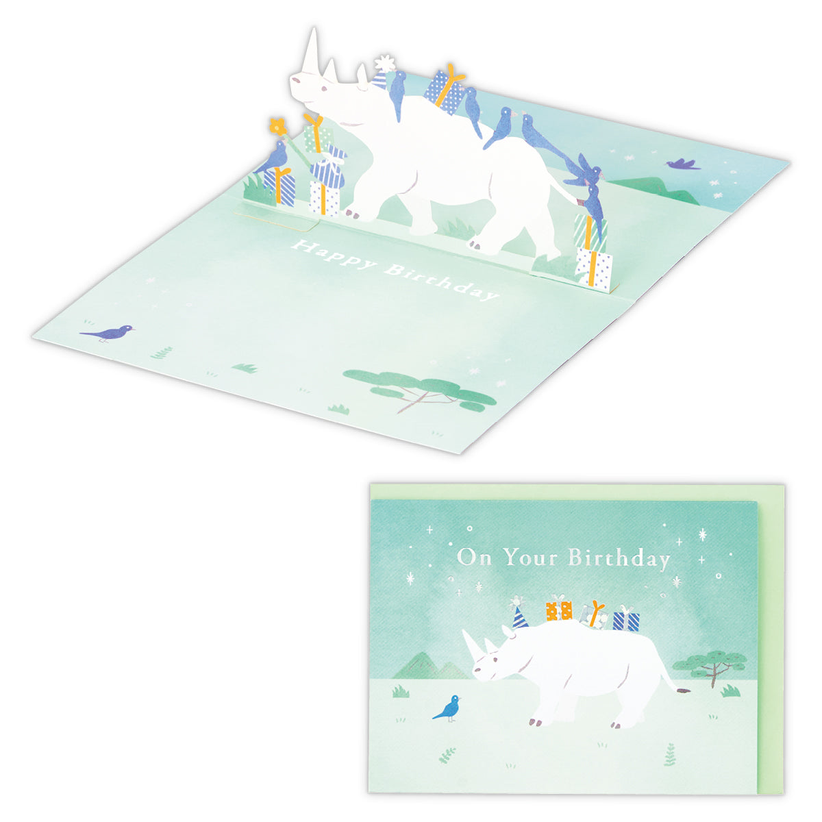 ホワイトアニマル サイ【誕生お祝い/立体カード】