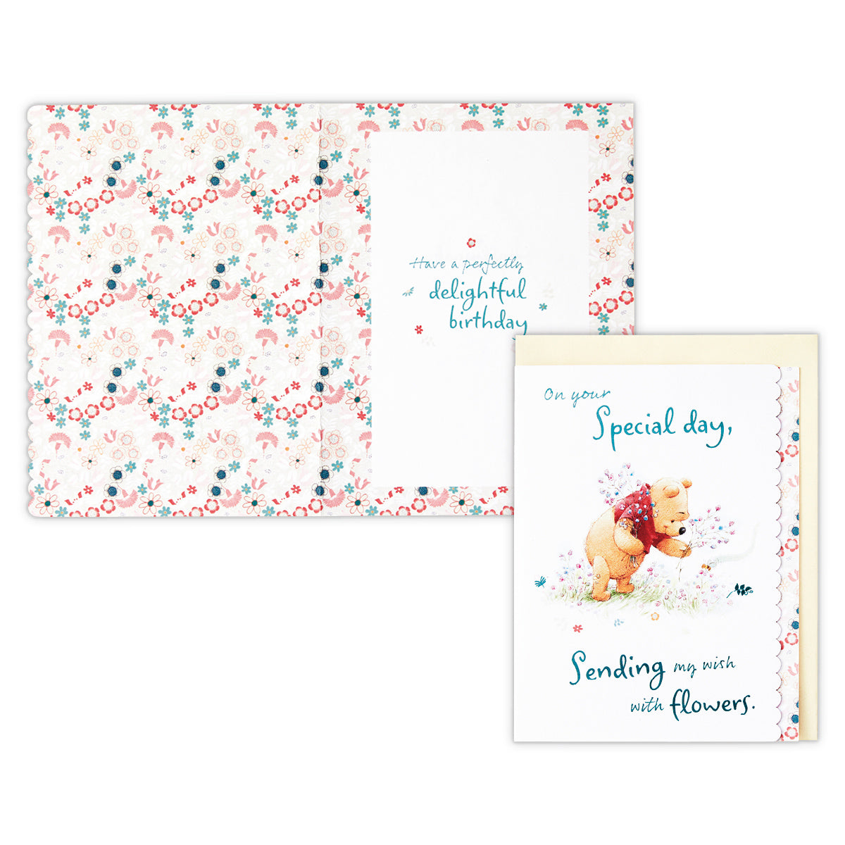 ディズニー くまのプーさん 花摘み【誕生お祝い/立体カード/UK Design】