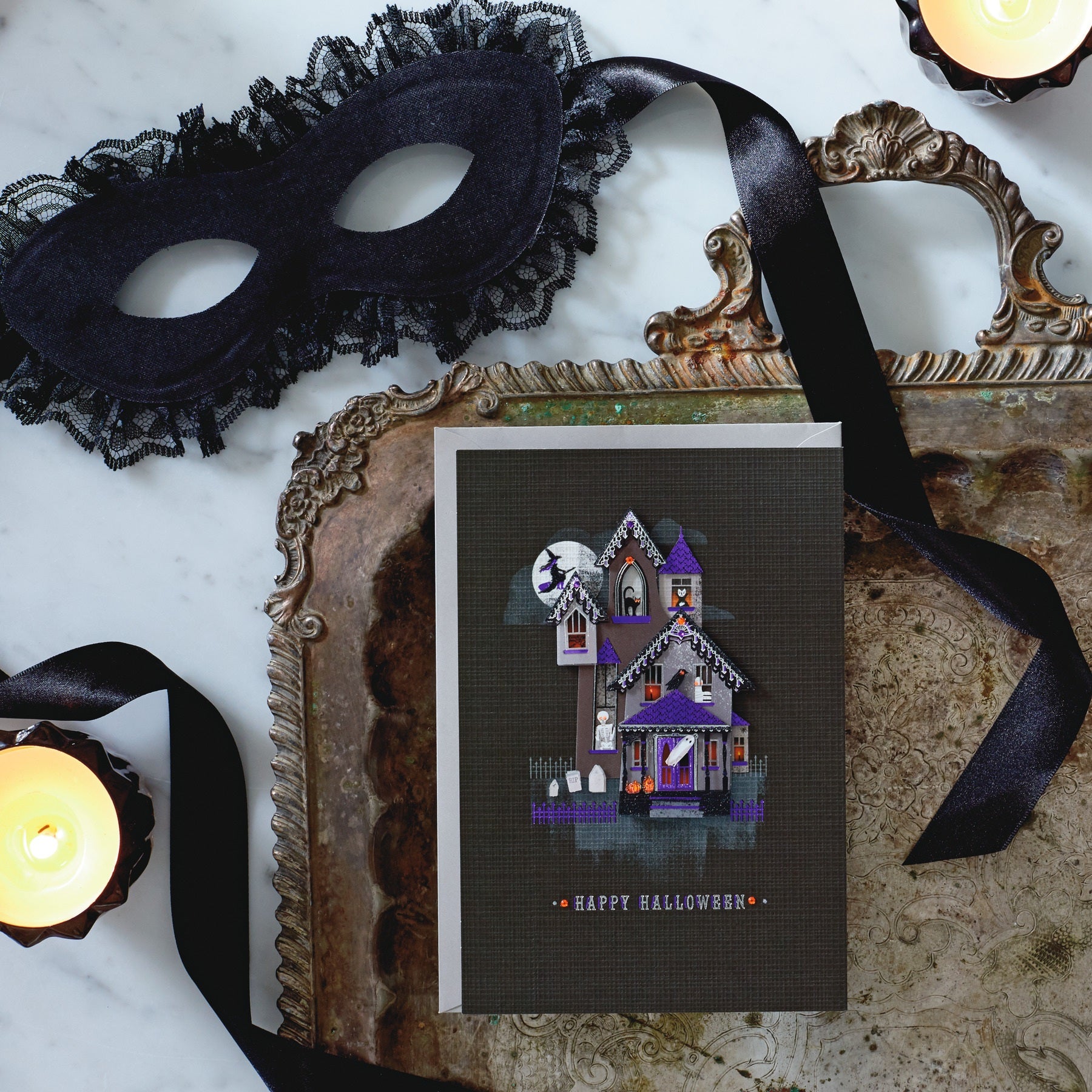 Spirited Haunted House Halloween Card【ハロウィンカード／Signature