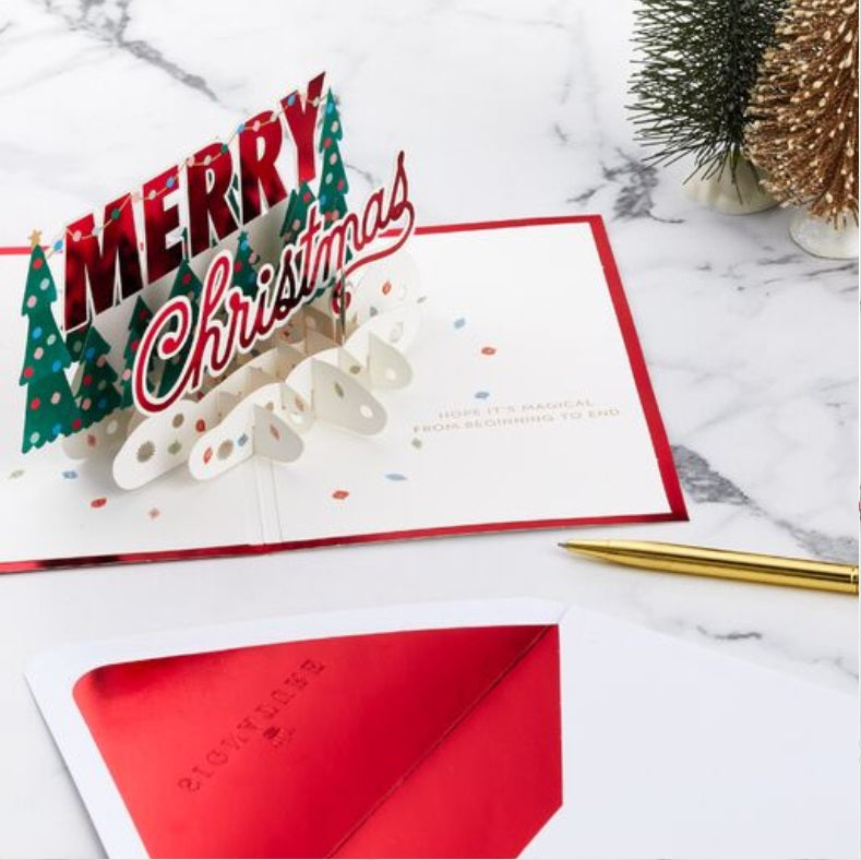 Merry Christmas Trees 3D Pop-Up Christmas Card【Signature／輸入