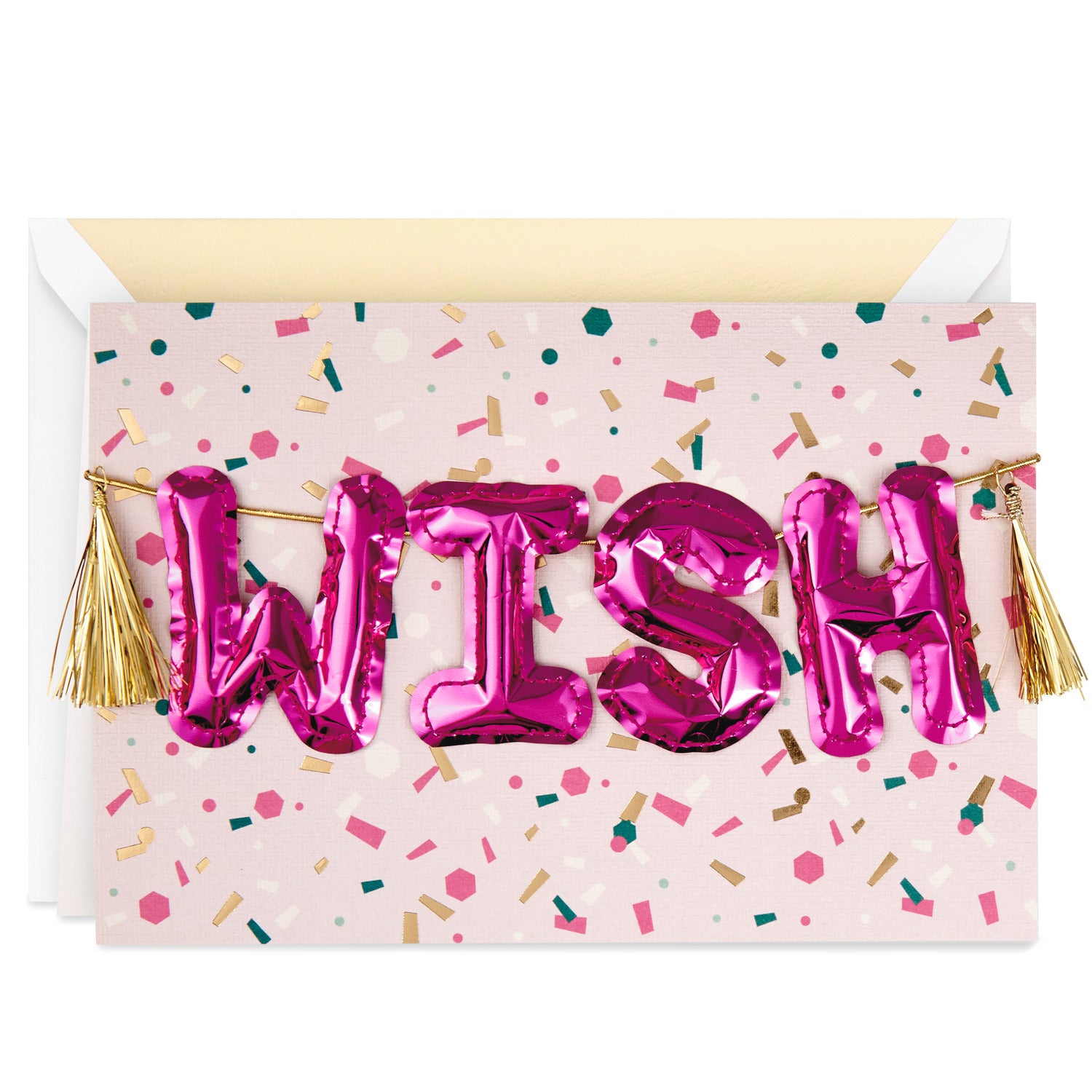 WISH pink balloon Happy Birthday Card【誕生お祝い／Signature