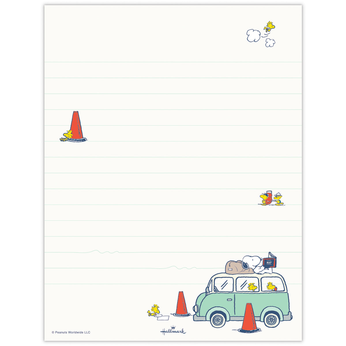 スヌーピー Let's have a HAPPY JOURNEY ピンク 車【レターセット