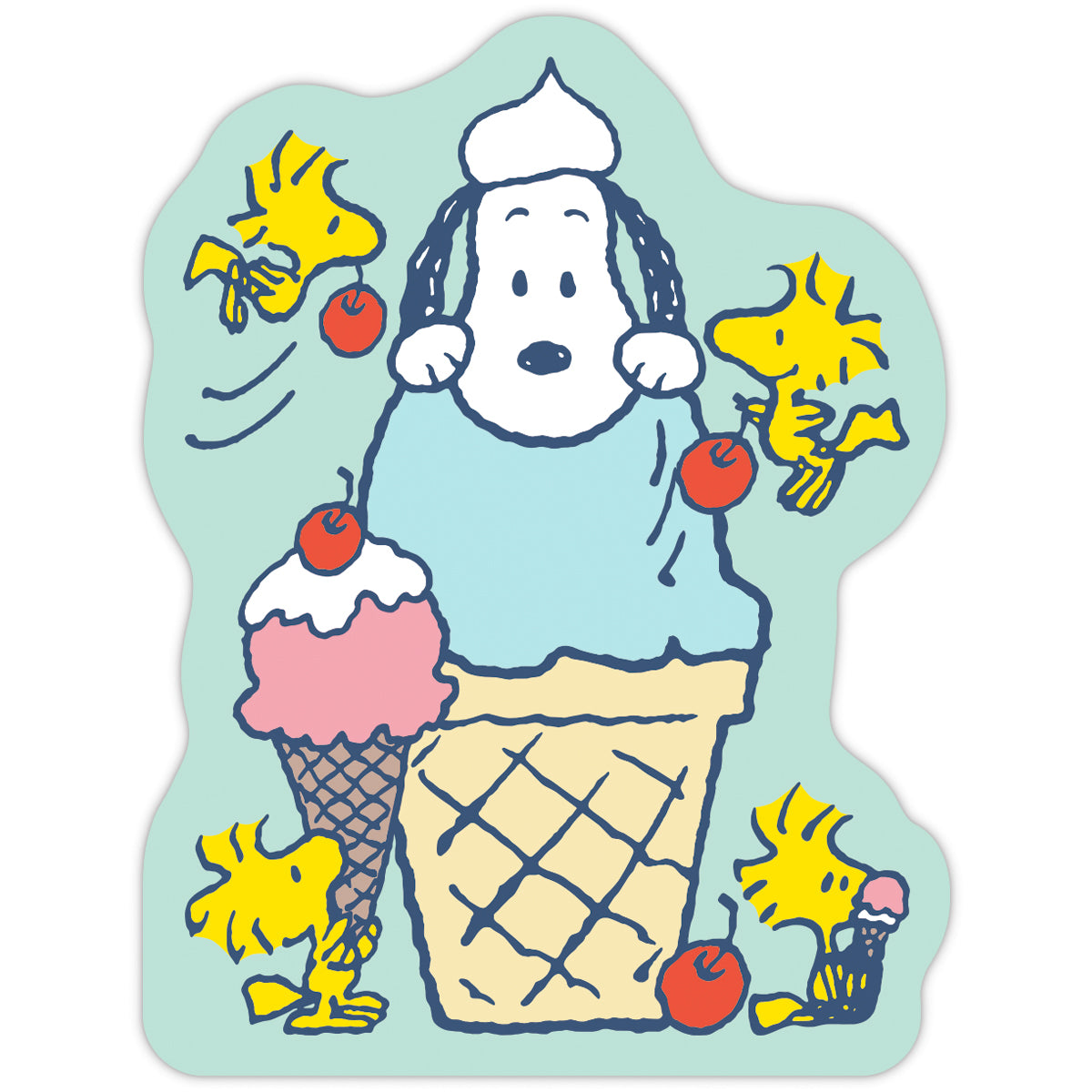 スヌーピー Let's have a HAPPY JOURNEY グリーン アイス【ダイカット