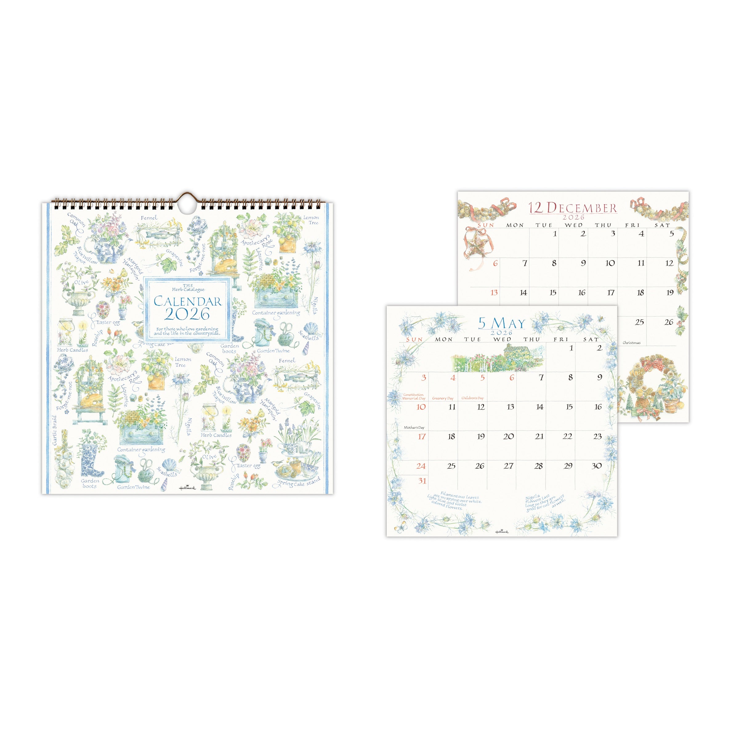 ハーブカタログ【壁掛け｜リングカレンダー大 2026】日本ホールマーク
