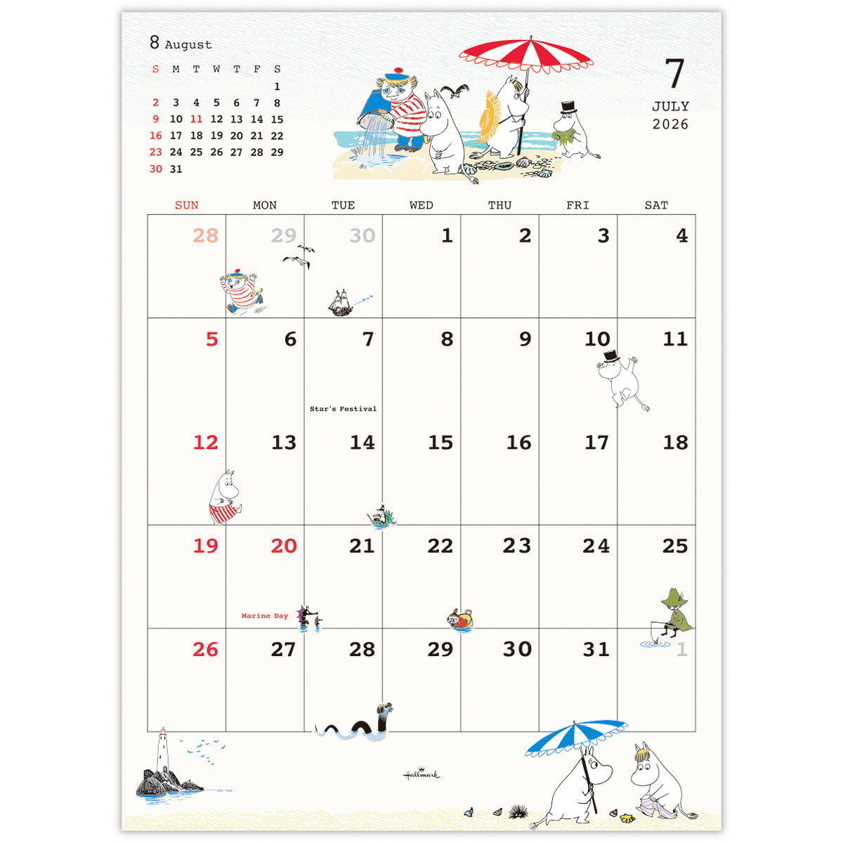 ムーミン リトルミイ【壁掛け｜二つ折りカレンダー小 2026】日本ホール