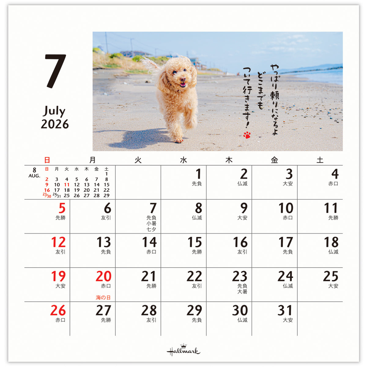 ほめわんこ【卓上カレンダー 2026】日本ホールマークの2026年