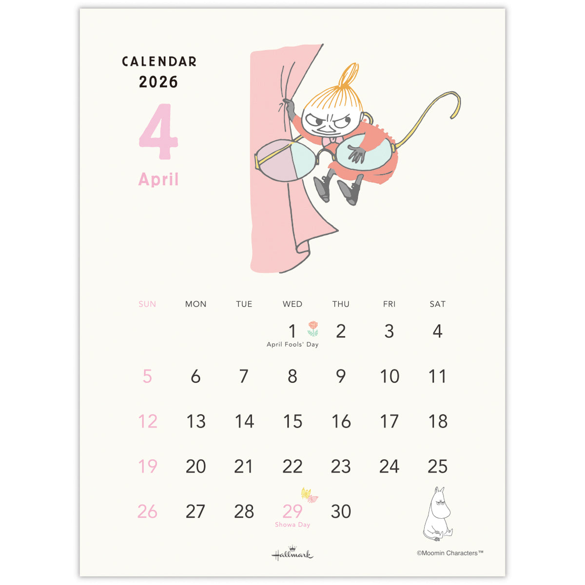 ムーミン リトルミイ縦型【卓上カレンダー 2026】日本ホールマークの
