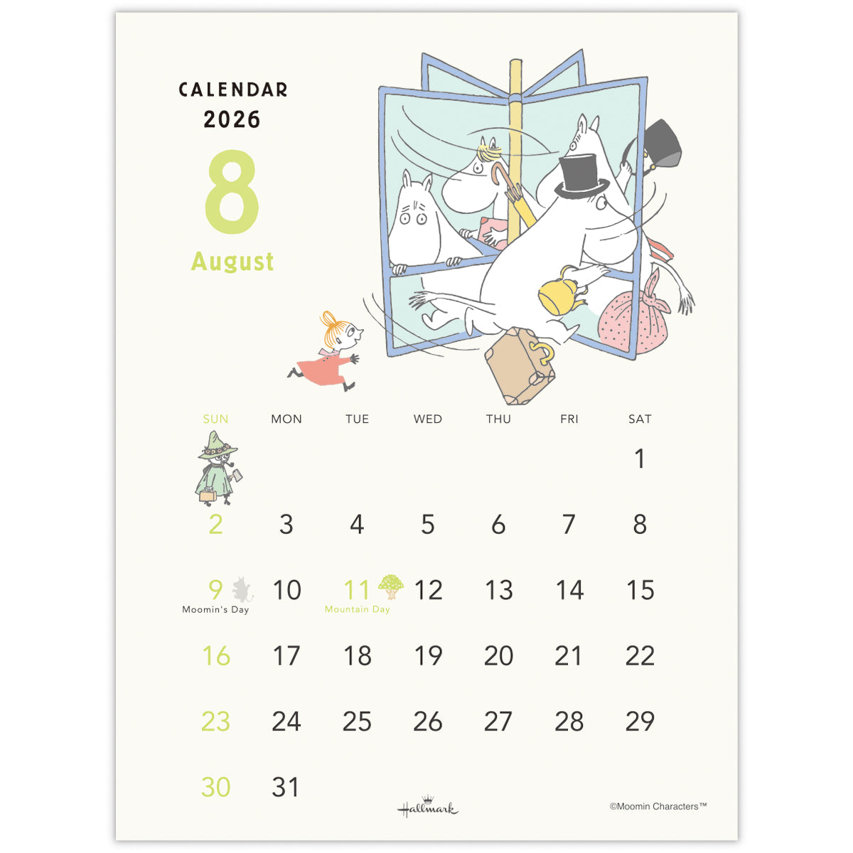 ムーミン リトルミイ縦型【卓上カレンダー 2026】日本ホールマークの