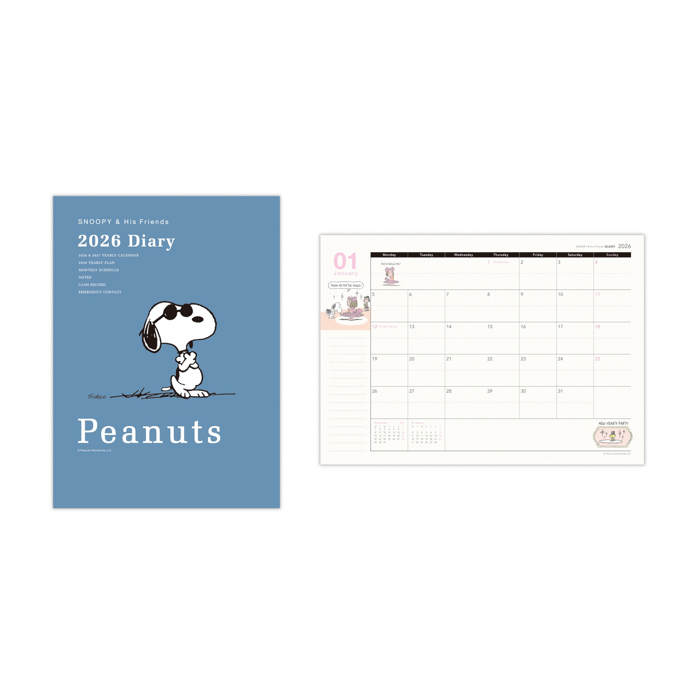 スヌーピー スモーキーブルー ジョークール【手帳｜A5マンスリー