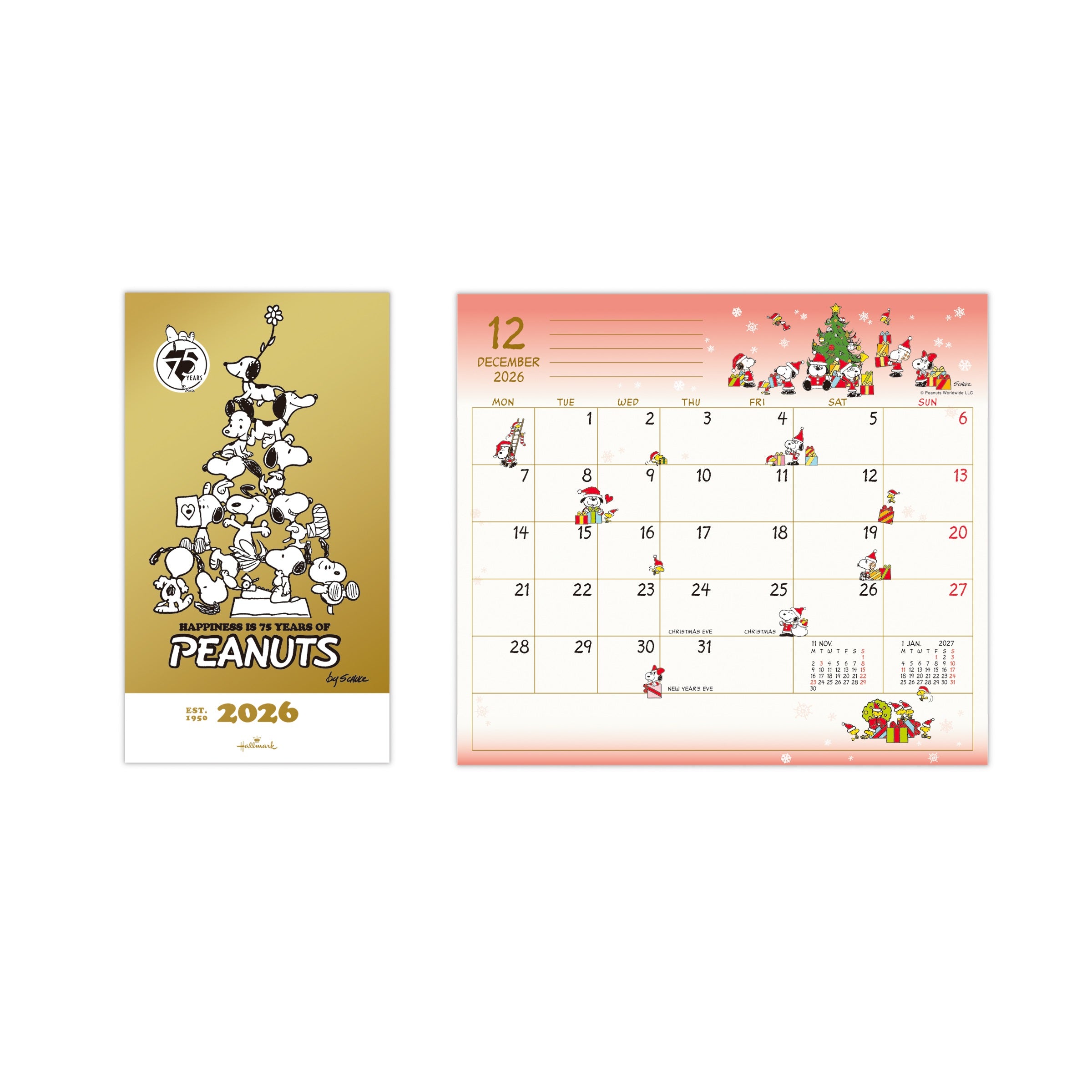 スヌーピー 箔AG 75周年記念デザイン【手帳｜スリムマンスリー