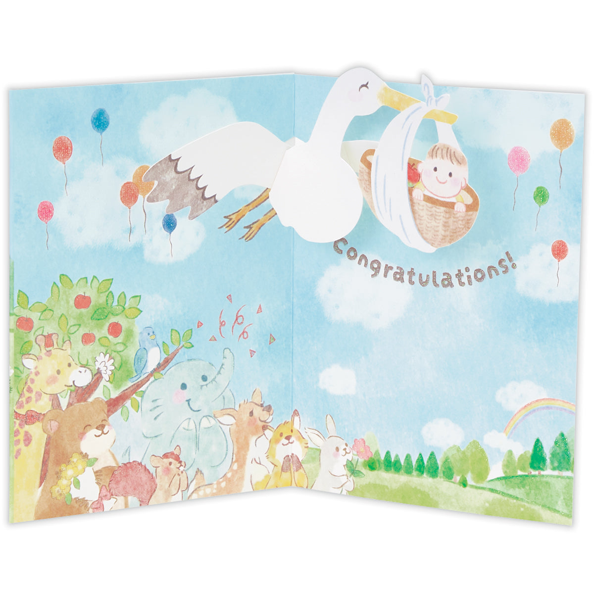 お祝いのこうのとり【赤ちゃん誕生お祝い／立体カード】｜日本ホール