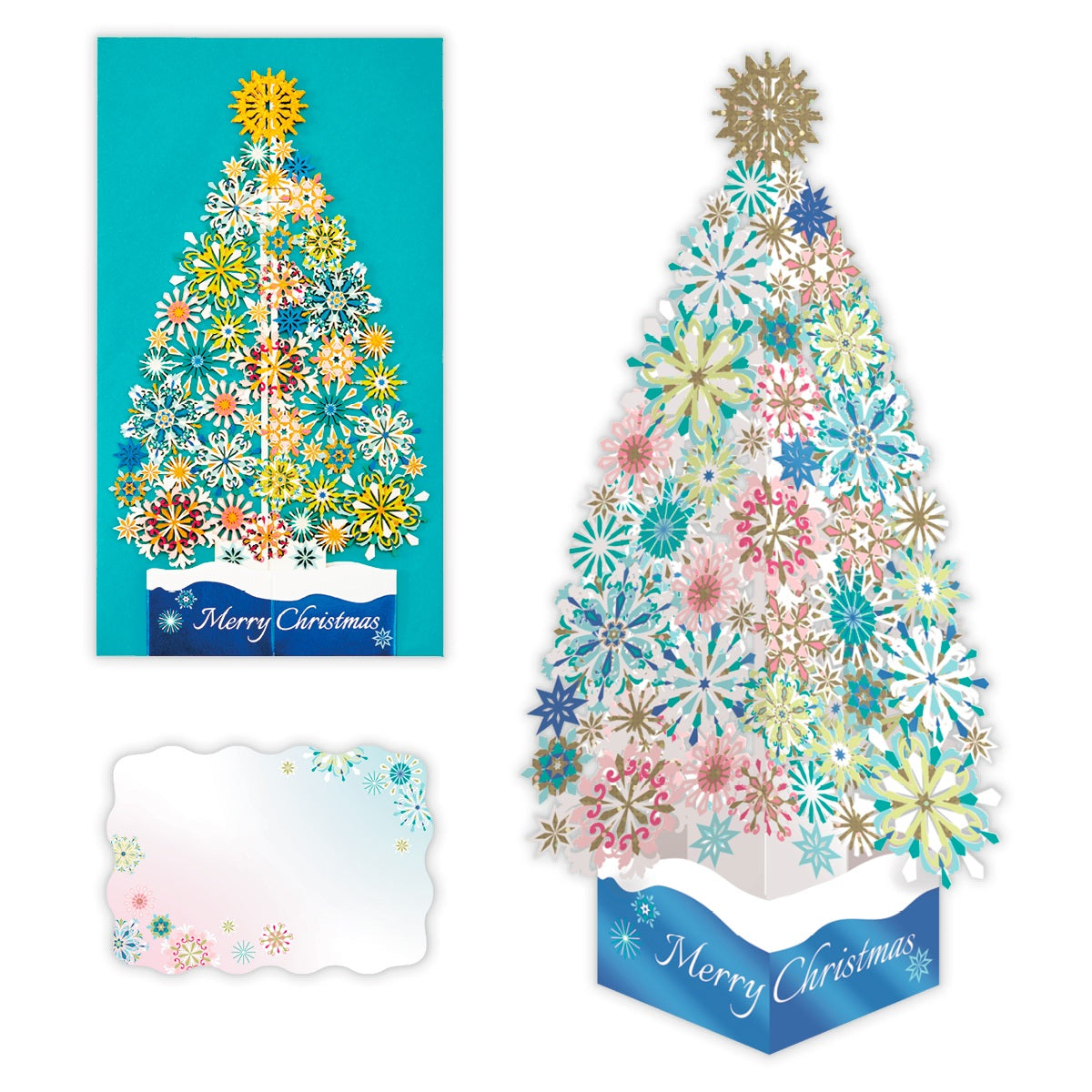 立てて飾れる レーザーカット カラフル結晶ツリー【立体クリスマス