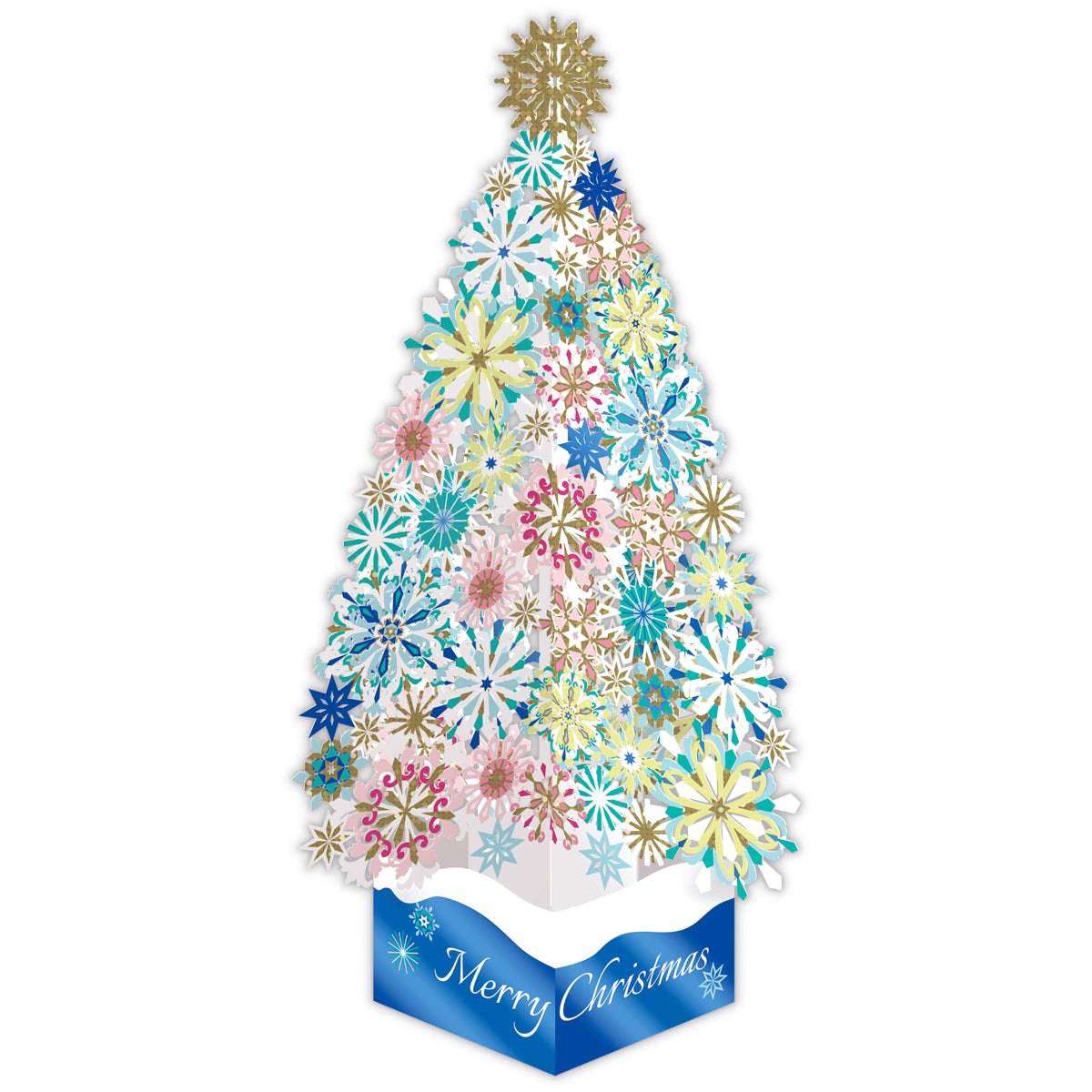 立てて飾れる レーザーカット カラフル結晶ツリー【立体